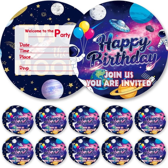Invitations Two The Moon Boy Glitter Theme Cards Invites Greeting Birthday Party Favors Supplies Decorations Stock Bulk Fill in 10pcs