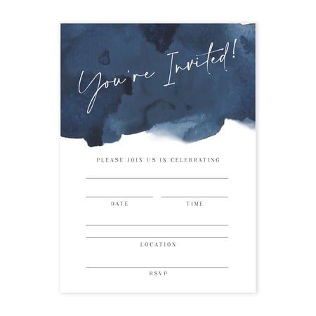 Truly Inspired Paper Co. Navy Watercolor Printed Invitations, 25 Pack, 5x7 Inch price history and forecast - Truly Inspired Paper Co.