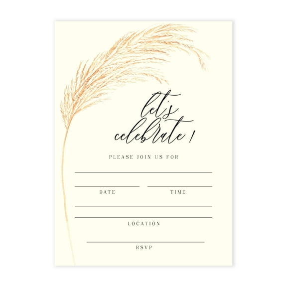 Truly Inspired Paper Co. Pampas Grass Printed Invitations, 25 Pack, 5 x 7 inches