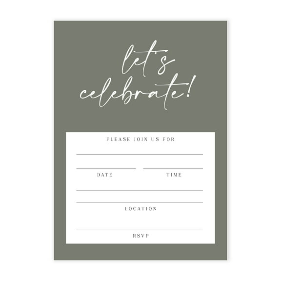 Truly Inspired Paper Co. Invitations for Party or Shower, 25 Pack, 5x7 inch, Sage Green