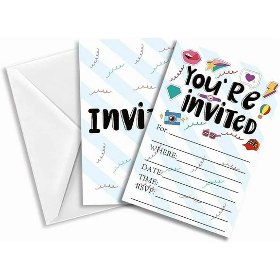Invitations with Envelopes 30 Sheet Fill-in Party Theme Invites Wedding Invitation Kit DIY