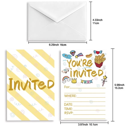Invitations with Envelopes 30 Sheet Fill-in Party Theme Invites Wedding Invitation Kit Wedding Bridal Shower Baby Shower Birthday