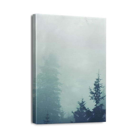 Invite Nature Indoors 12x16in Forest Wall Decor for Bedrooms - Stunning Foggy Mountain & Green Woodland Scenery