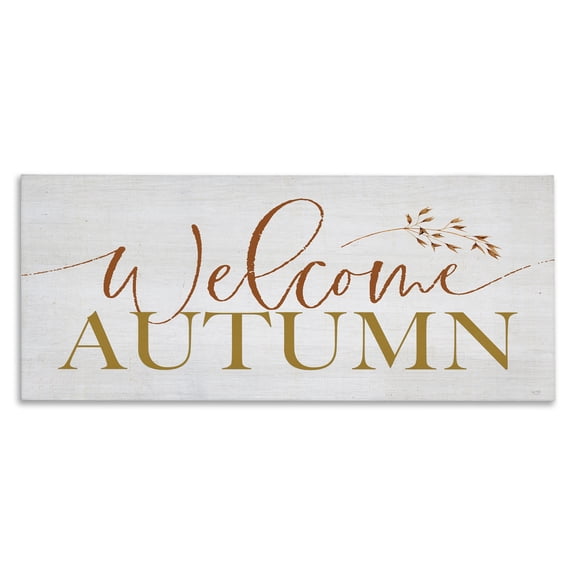 Stupell Industries Inviting Welcome Autumn Script Canvas Wall Art, design by Lux + Me Designs, 10 x 24