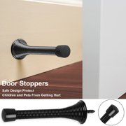 Invoibler 12 Pcs Black Iron Spring Door Stoppers Heavy Duty ,3-1/4" Flexible Door Stop ,Low Mounted Door Bumper for Home