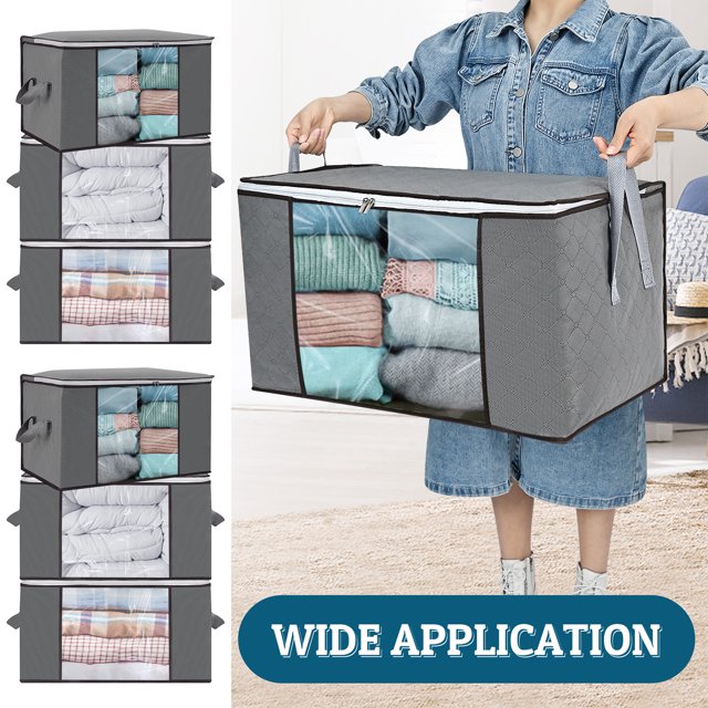 Invoibler 3 Pack Bedding Clothes Storage Bins Foldable Closet