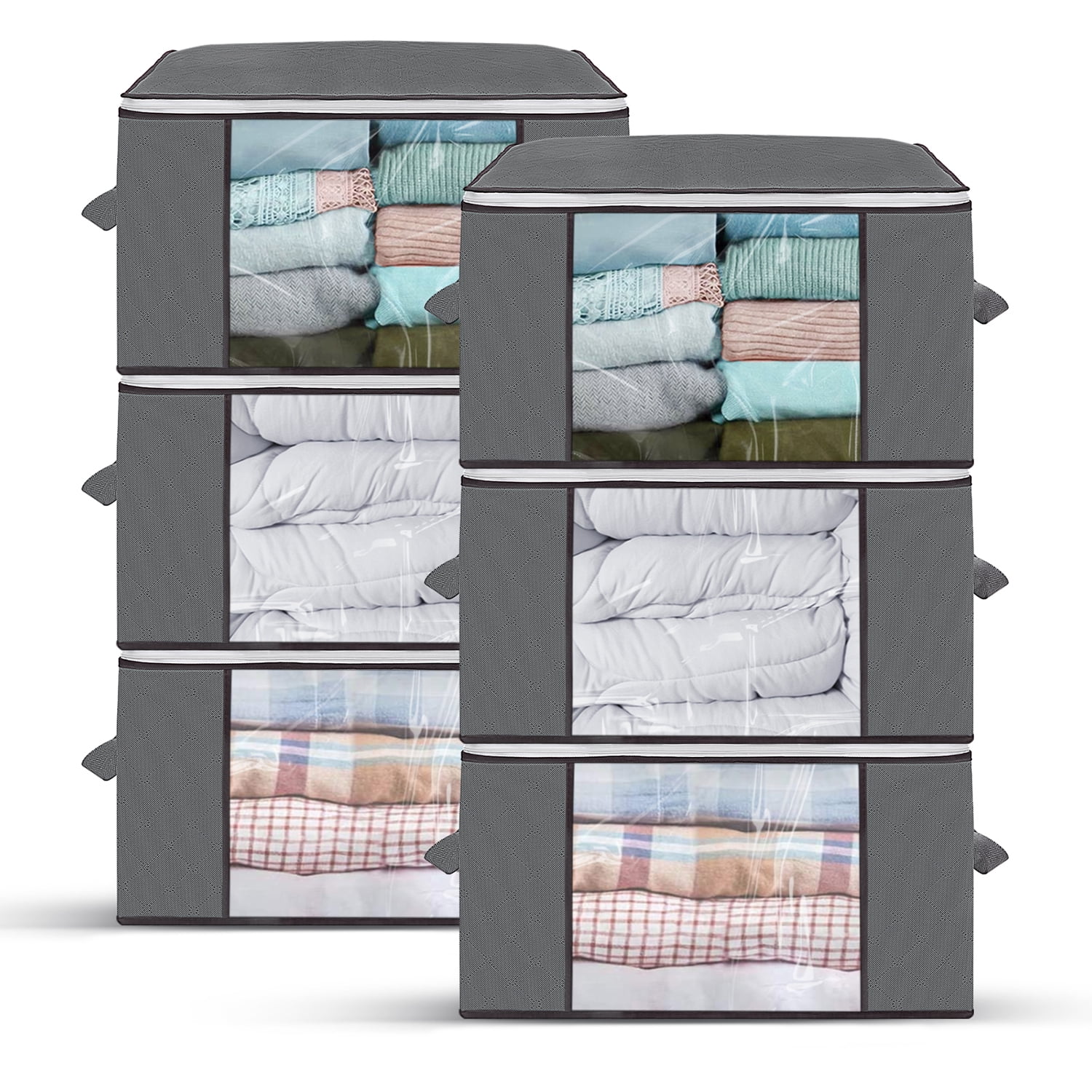 Invoibler 6 Pack Storage Bin for Clothes,Bedding Clothes Storage Bins