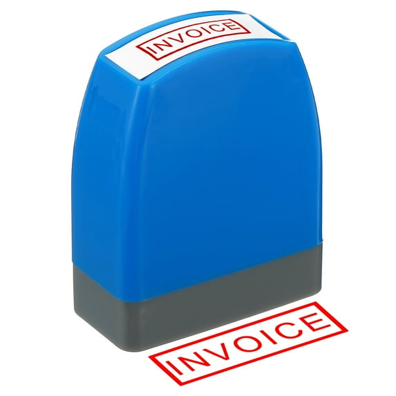 Invoice Stamp Self Inking Red Ink Office Stamps Pre Inked Message Stamp Business Stamp Style 1, Blue