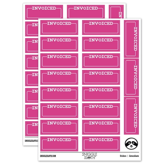 Invoiced Blank Box for Date Signature Billed Sticker Set - Hot Pink - Matte Finish - 2.00" Large