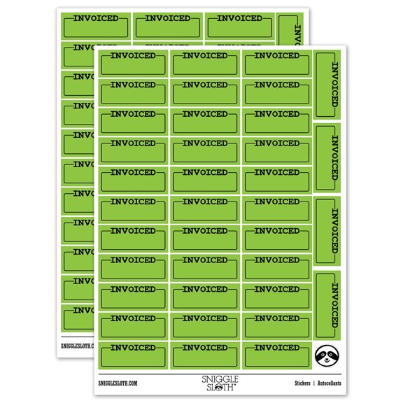 Invoiced Blank Box for Date Signature Billed Sticker Set - Light Green - Matte Finish - 1.5" Small
