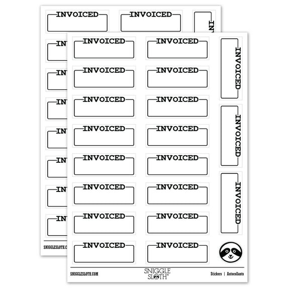 Invoiced Blank Box for Date Signature Billed Sticker Set - White - Gloss Finish - 2.00" Large