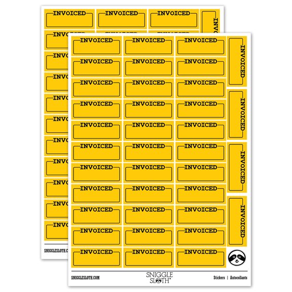 Invoiced Blank Box for Date Signature Billed Sticker Set - Yellow - Matte Finish - 1.5" Small