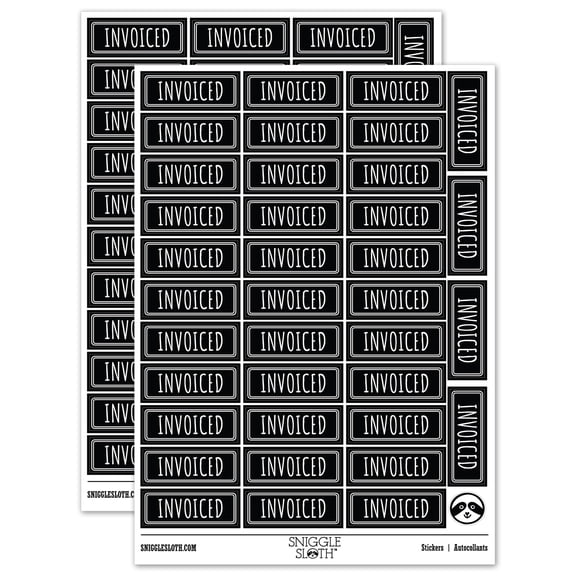 Invoiced Double Line Border Billed Sticker Set - Black - Matte Finish - 1.5" Small