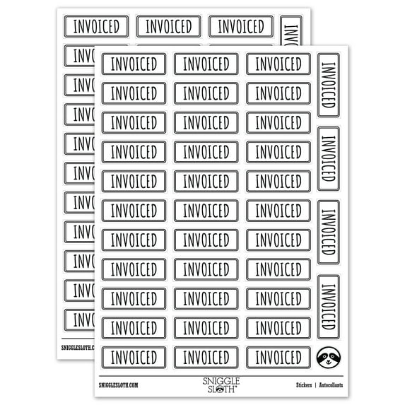 Invoiced Double Line Border Billed Sticker Set - White - Gloss Finish - 1.5" Small