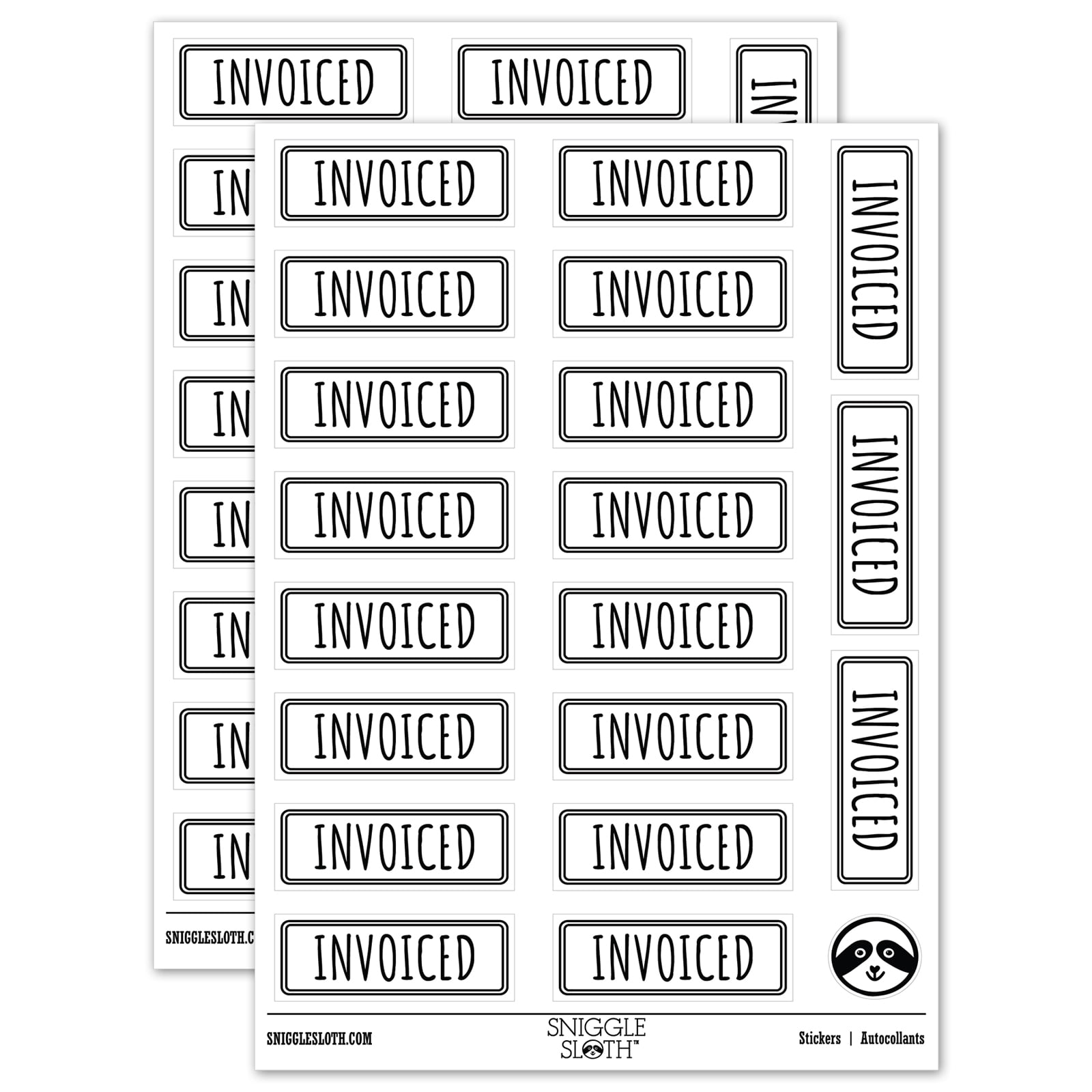 Invoiced Double Line Border Billed Sticker Set - White - Gloss Finish ...