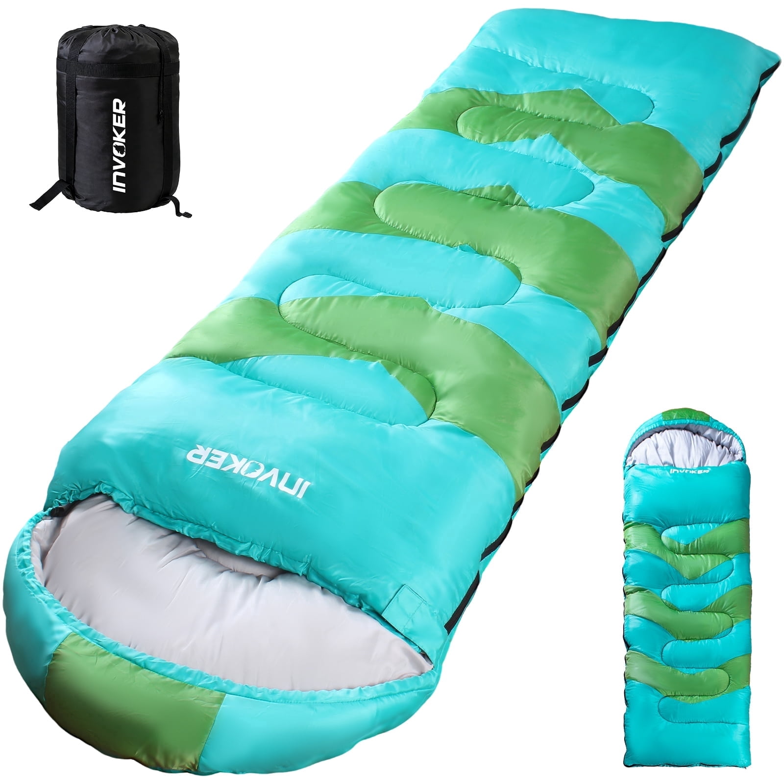 Invoker Sleeping Bag for Adults Kids, Warm & Cool Weather 3-4 Season, 50℉Camping Sleeping Bag, Waterproof Portable Backpacking Hiking Outdoors