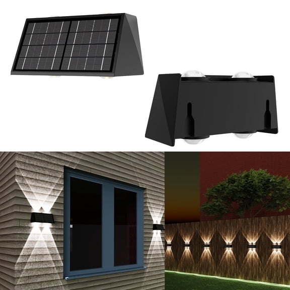 Involux Solar LED Fence Lights Outdoor, Up & Down Deck Lighting, 50LM/25LM Dual Brightness, IP65 Waterproof Screw/Adhesive Wall Mounted Light for Garden Patio Pathway 2-Pack IL0902-08
