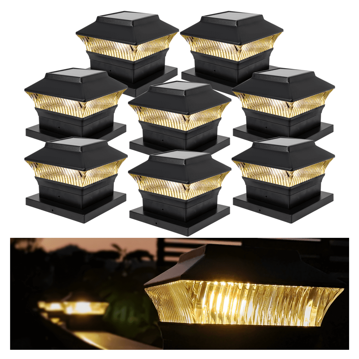 Involux Classic Black Solar Post Cap Lights for The Post of True 4x4