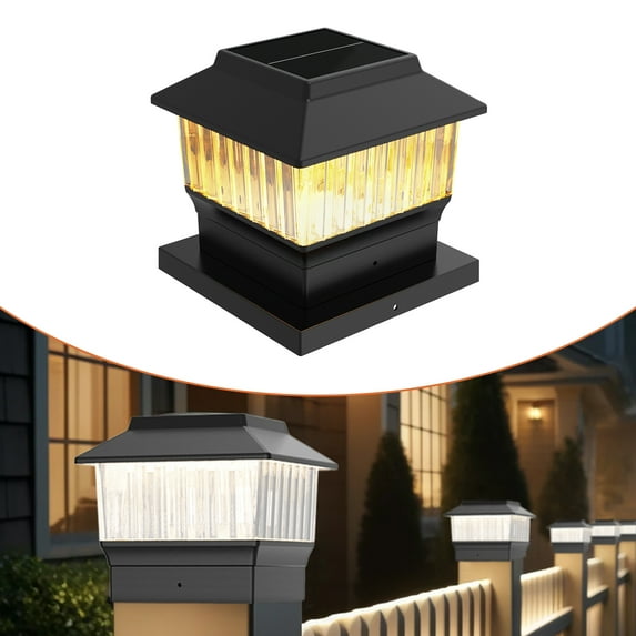 Involux LED Solar Powered Post Light Outdoor, Single Modern Deck Fence Cap Light for 4x4 6x6 Posts Waterproof 50 Lumen 3 Modes 1 Pack Black Mailbox Address Sign Post Light IL0111-08
