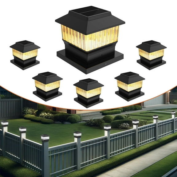 Involux Modern Black Solar Post Cap Lights, 6 Pack Outdoor Yard Garden Deck Fence LED Decoration Light for 4x4 6x6 Posts Waterproof 50 Lumen 3 Modes IL0116-08