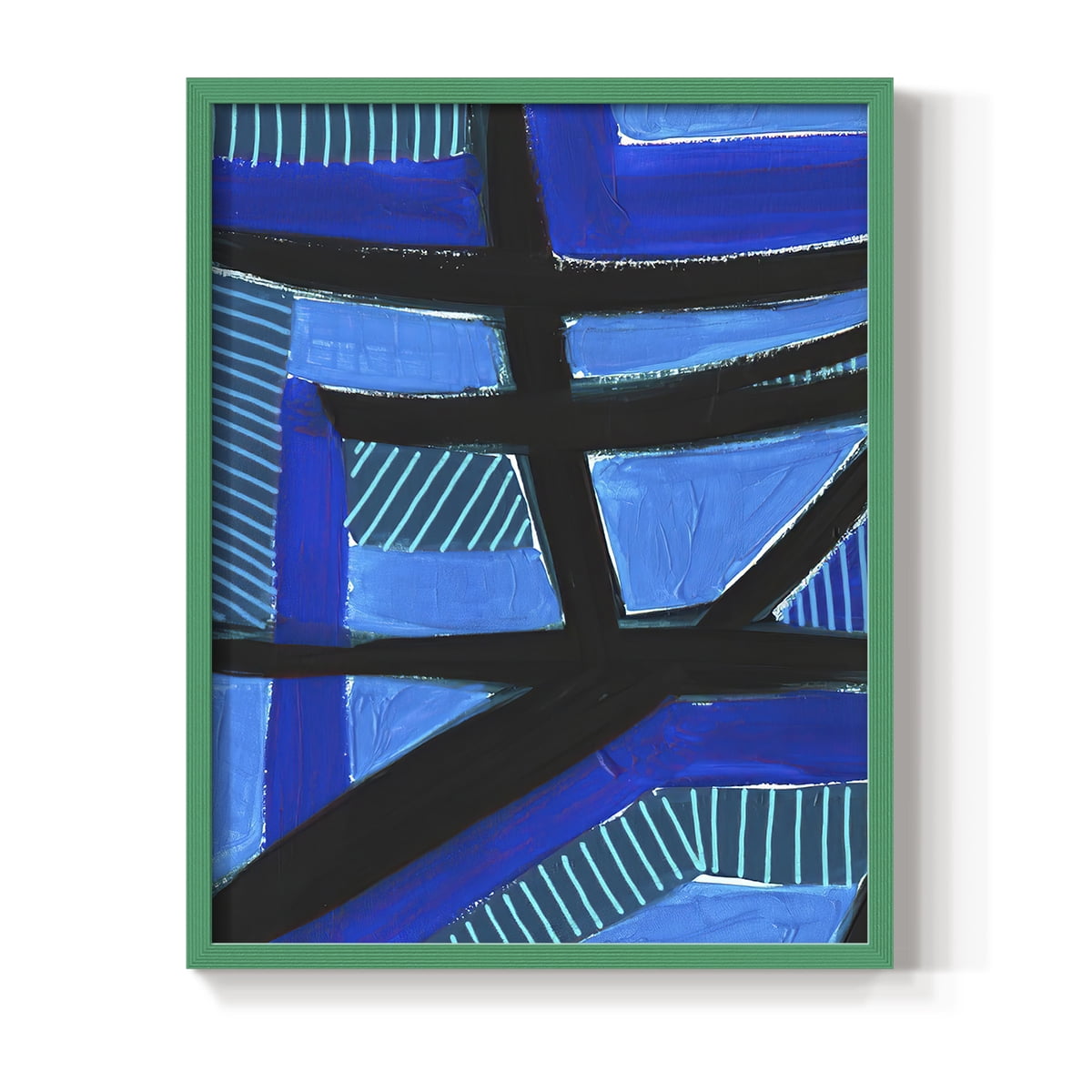 Involved Blues I Framed Print in Green Solid Wood Framed Print No Nail Hanging