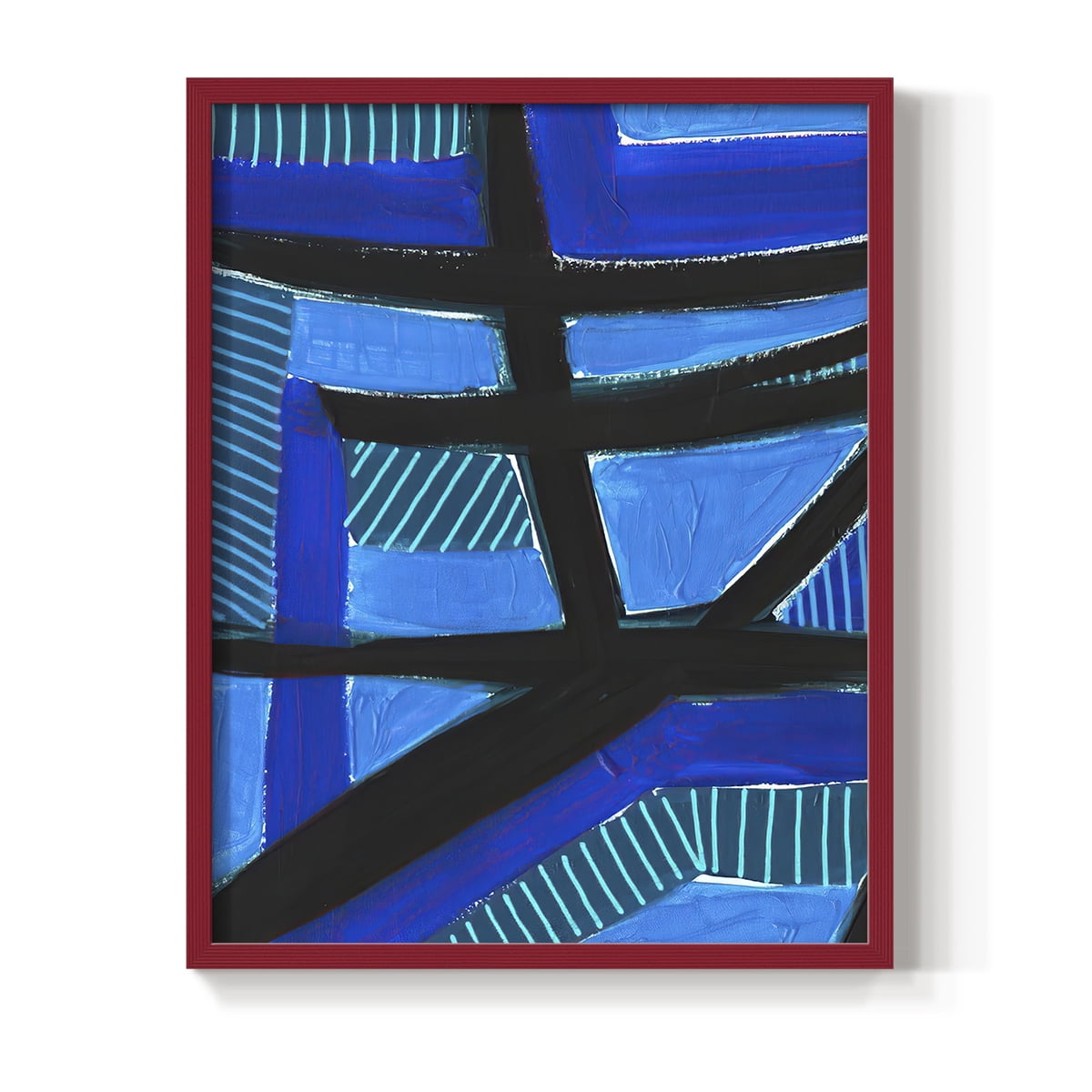 Involved Blues I Framed Print in Red Solid Wood Framed Print No Nail Hanging