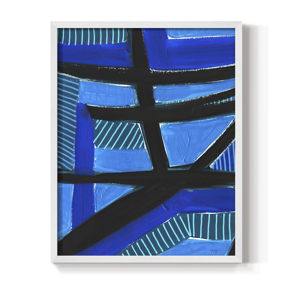 Involved Blues I Framed Print in White Solid Wood Framed Print No Nail Hanging