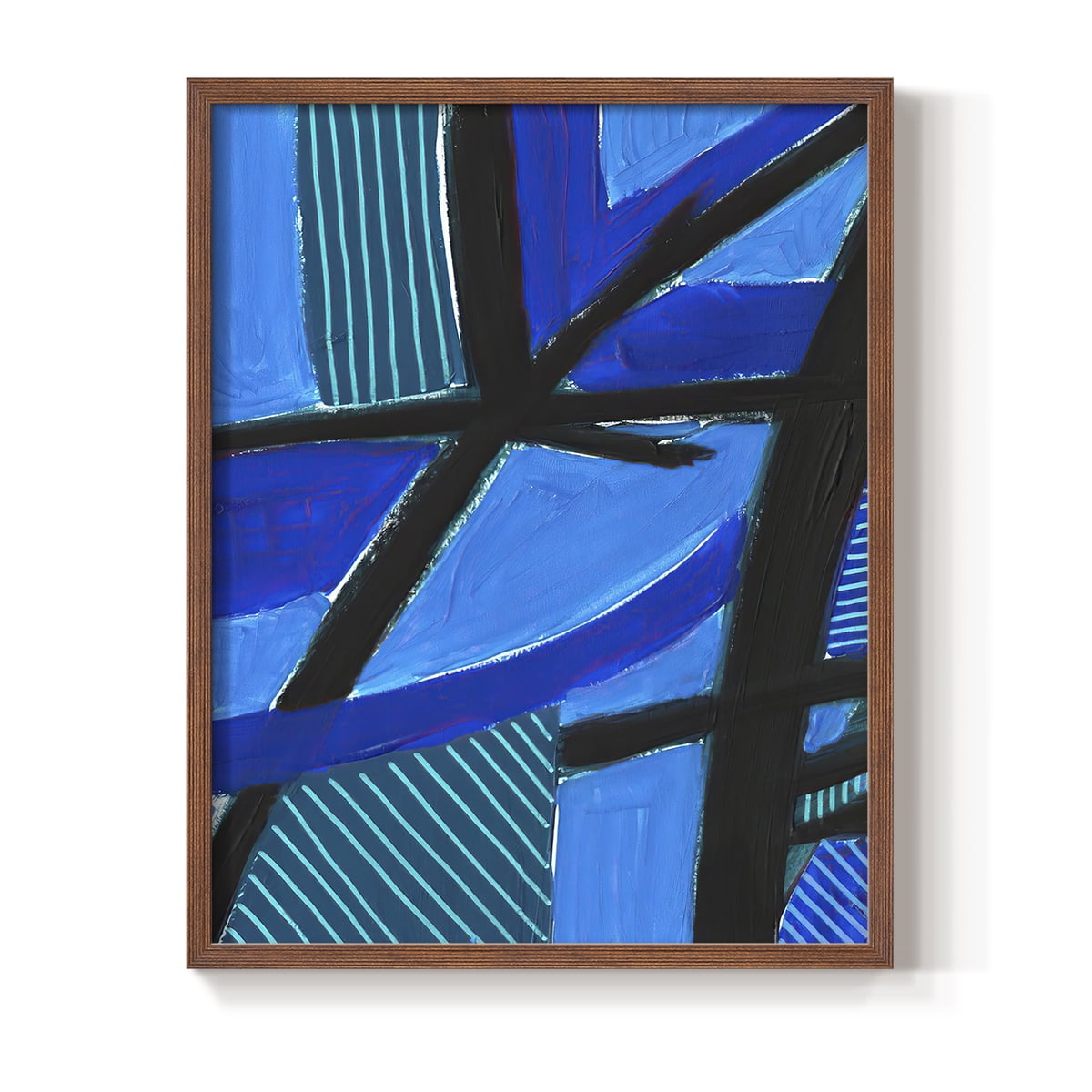 Involved Blues II Framed Print in Brown Solid Wood Framed Print No Nail Hanging