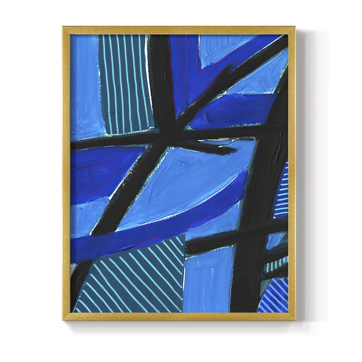 Involved Blues II Framed Print in Gold Solid Wood Framed Print No Nail Hanging