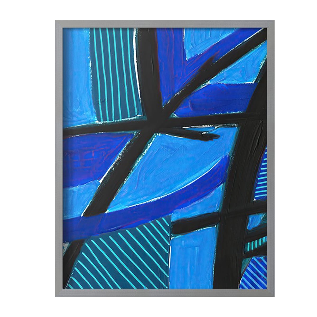 Involved Blues II Framed Print in Gray Solid Wood Framed Print No Nail Hanging