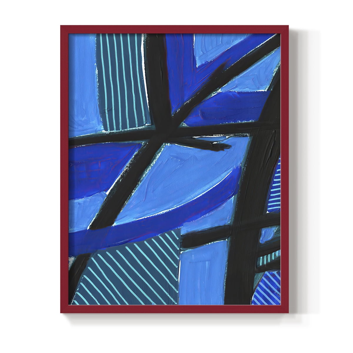 Involved Blues II Framed Print in Red Solid Wood Framed Print No Nail Hanging