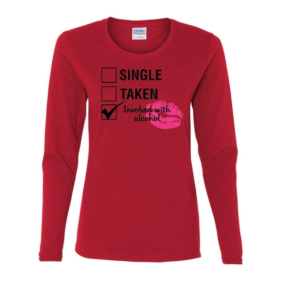 Involved with Alcohol Valentine's Day Women's Long Sleeve Shirt-Red-Medium