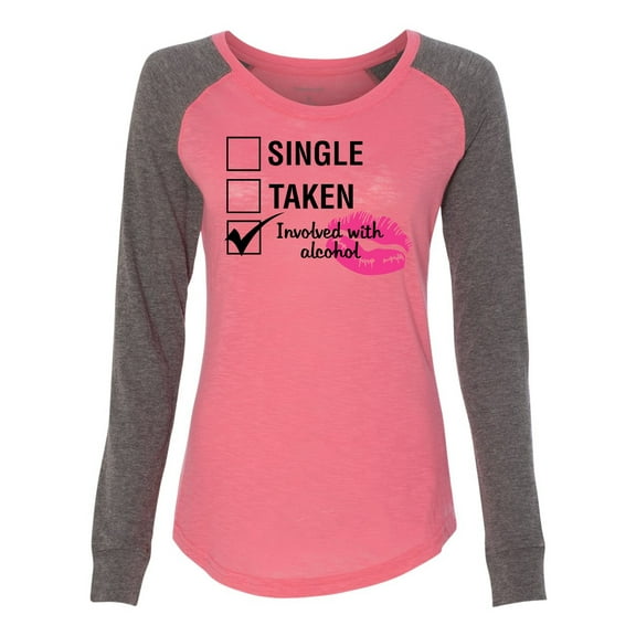 Involved with Alcohol Valentine's Day Women's Raglan Long Sleeve Shirt-Coral/Granite-Large