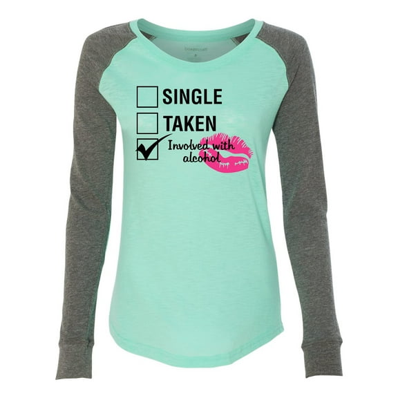 Involved with Alcohol Valentine's Day Women's Raglan Long Sleeve Shirt-Mint/Granite-XL