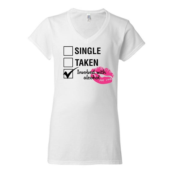 Involved with Alcohol Valentine's Day Women's V-Neck Shirt-White-Medium