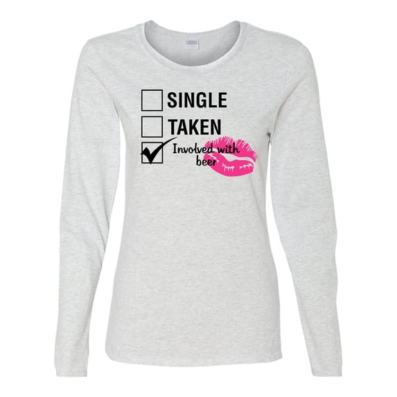 Involved with Beer Valentine's Day Women's Long Sleeve Shirt-Ash-Small