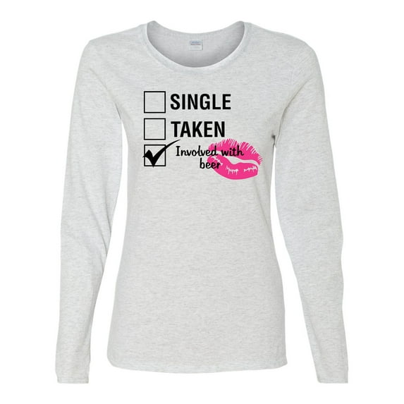 Involved with Beer Valentine's Day Women's Long Sleeve Shirt-Ash-XL