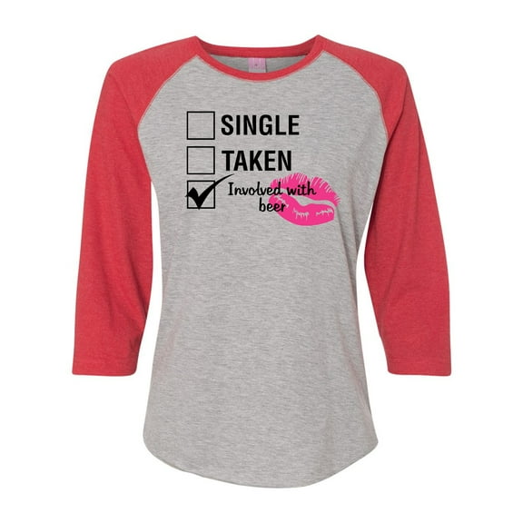 Involved with Beer Valentine's Day Women's Raglan Shirt-Vintage Heather/Vintage Red-Medium