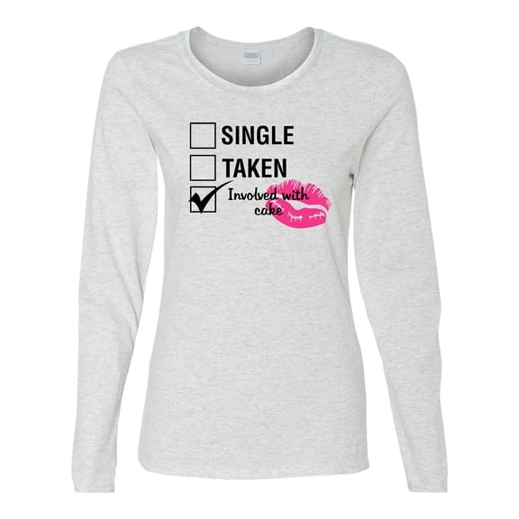Involved with Cake Valentine's Day Women's Long Sleeve Shirt-Ash-Large