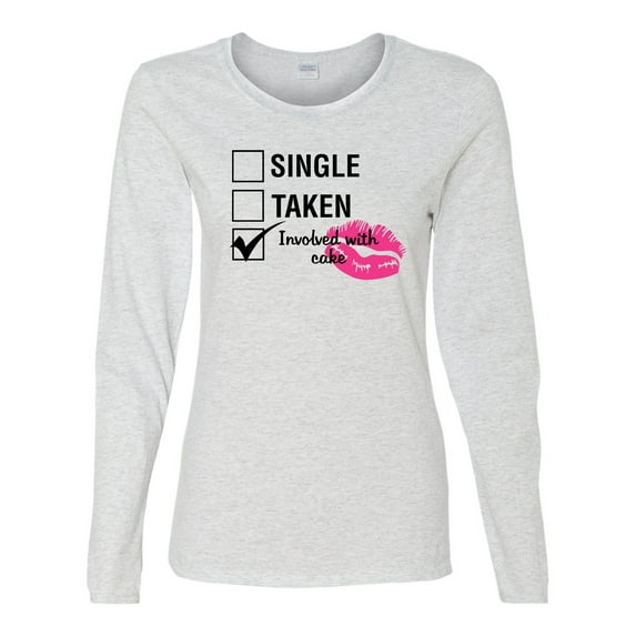 Involved with Cake Valentine's Day Women's Long Sleeve Shirt-Ash-XL
