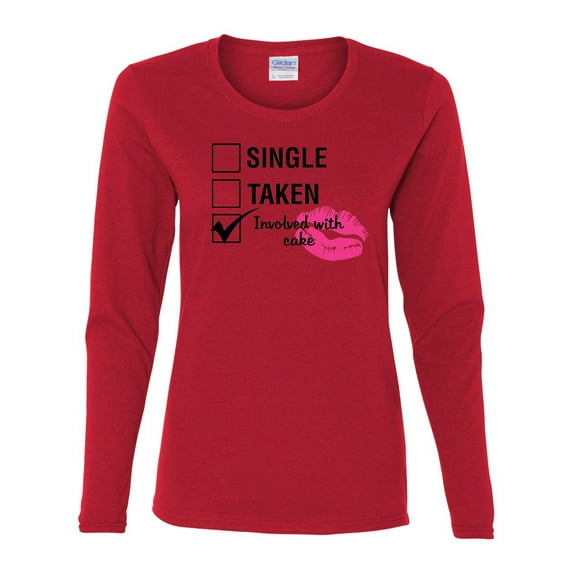 Involved with Cake Valentine's Day Women's Long Sleeve Shirt-Red-XXL