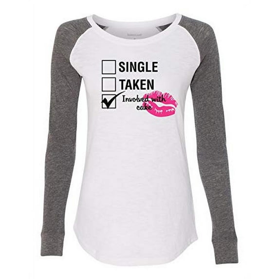 Involved with Cake Valentine's Day Women's Raglan Long Sleeve Shirt-White/Granite-Medium