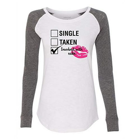 Involved with Cake Valentine's Day Women's Raglan Long Sleeve Shirt-White/Granite-Small