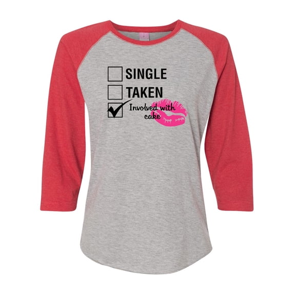 Involved with Cake Valentine's Day Women's Raglan Shirt-Vintage Heather/Vintage Red-XL