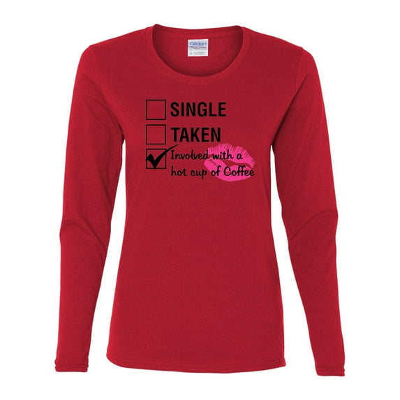 Involved with Coffee Valentine's Day Women's Long Sleeve Shirt-Red-Small