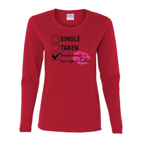 Involved with Coffee Valentine's Day Women's Long Sleeve Shirt-Red-XXL