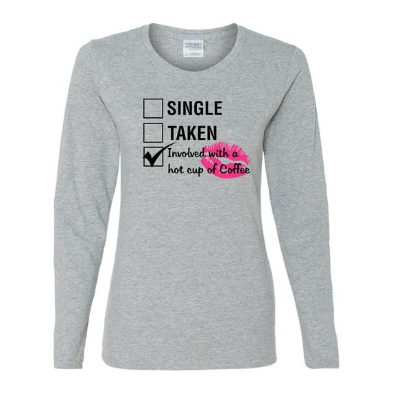 Involved with Coffee Valentine's Day Women's Long Sleeve Shirt-Sports Grey-XL