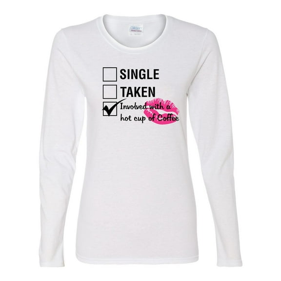 Involved with Coffee Valentine's Day Women's Long Sleeve Shirt-White-Large