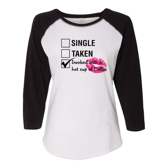 Involved with Coffee Valentine's Day Women's Raglan Shirt-White/Solid Black-Small
