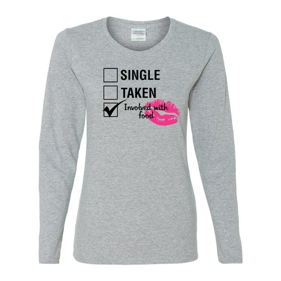 Involved with Food Valentine's Day Women's Long Sleeve Shirt-Sports Grey-Medium